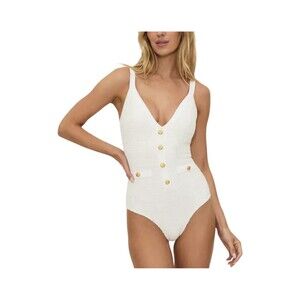 BEACH RIOT Eloise Tweed One Piece Ivory Adjustable Padded Swimsuit NWT NO SIZE
